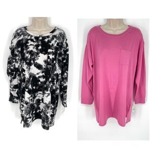 Jenni NEW Women's 2 Pack Bundle Sleep Shirts M White Dynamic, Pink Tease